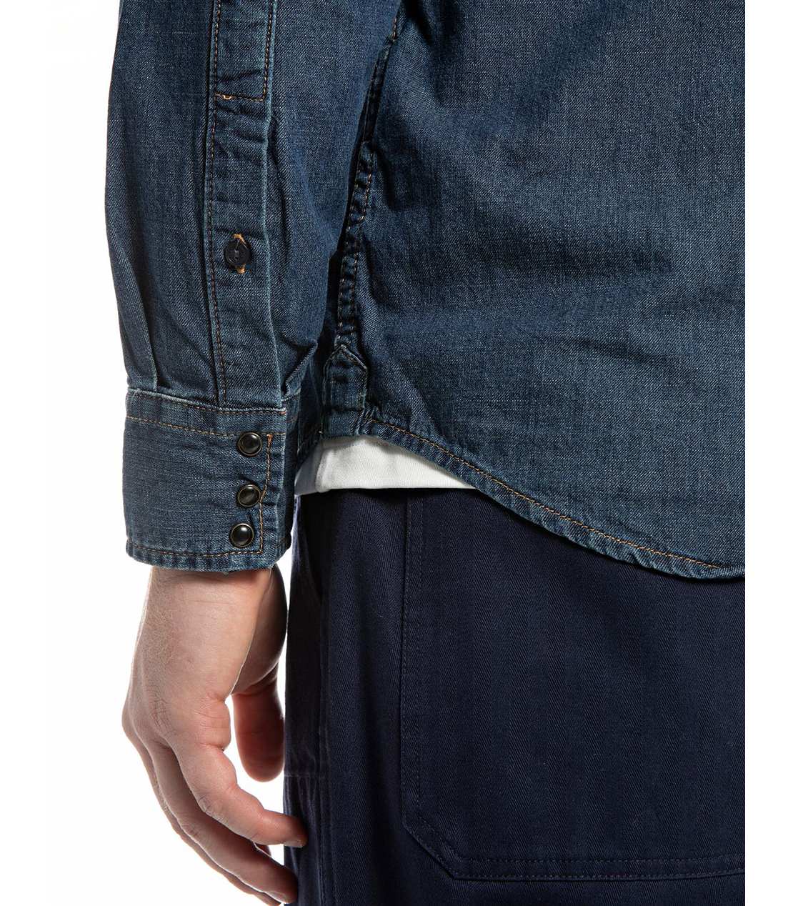 6.5OZ ダメージ加工デニムウエスタンシャツ 詳細画像 ダークブルー 5